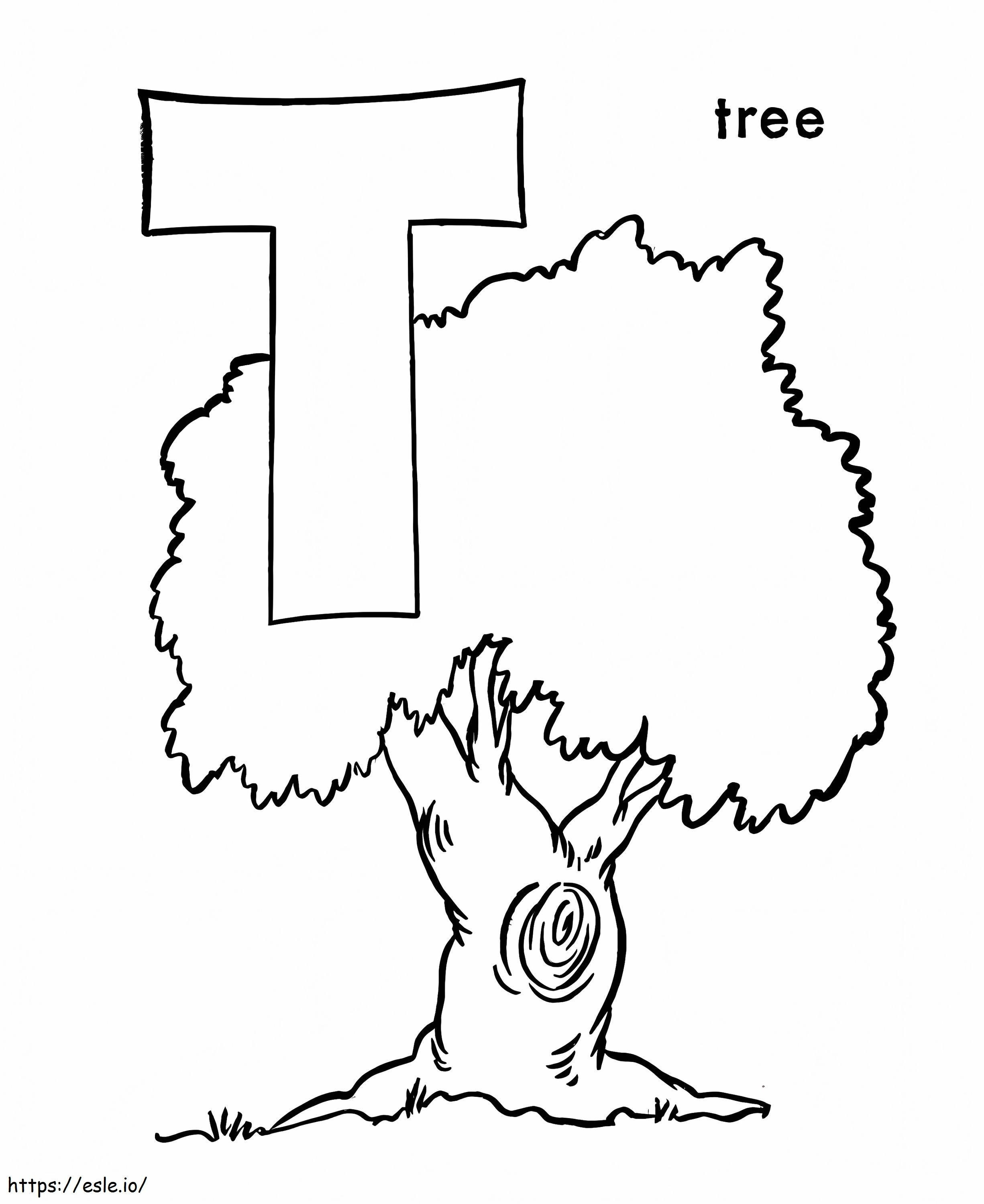 Árvore Letra T 1 para colorir