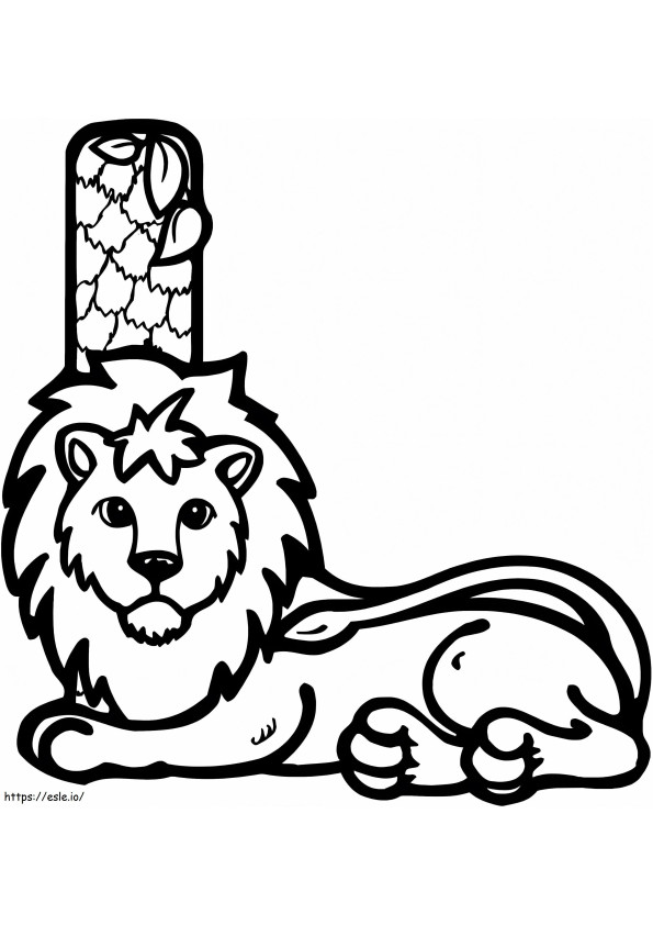 Letter L Lion Seated coloring page