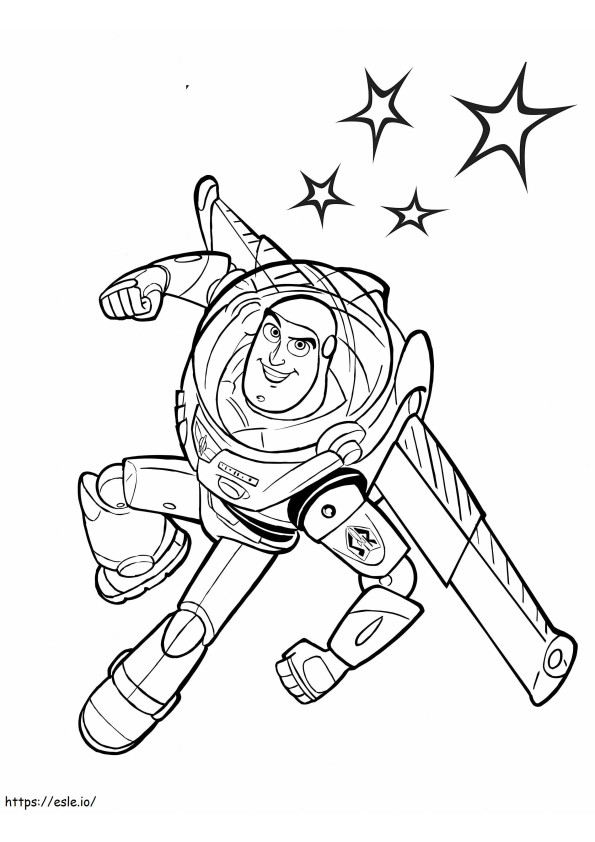 Buzz Lightyear-aanval met geschaalde sterren kleurplaat