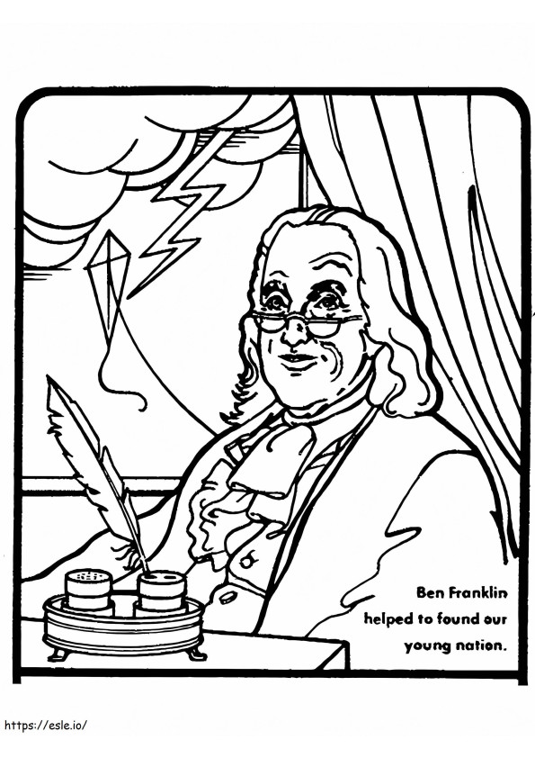 Benjamin Franklin om af te drukken kleurplaat