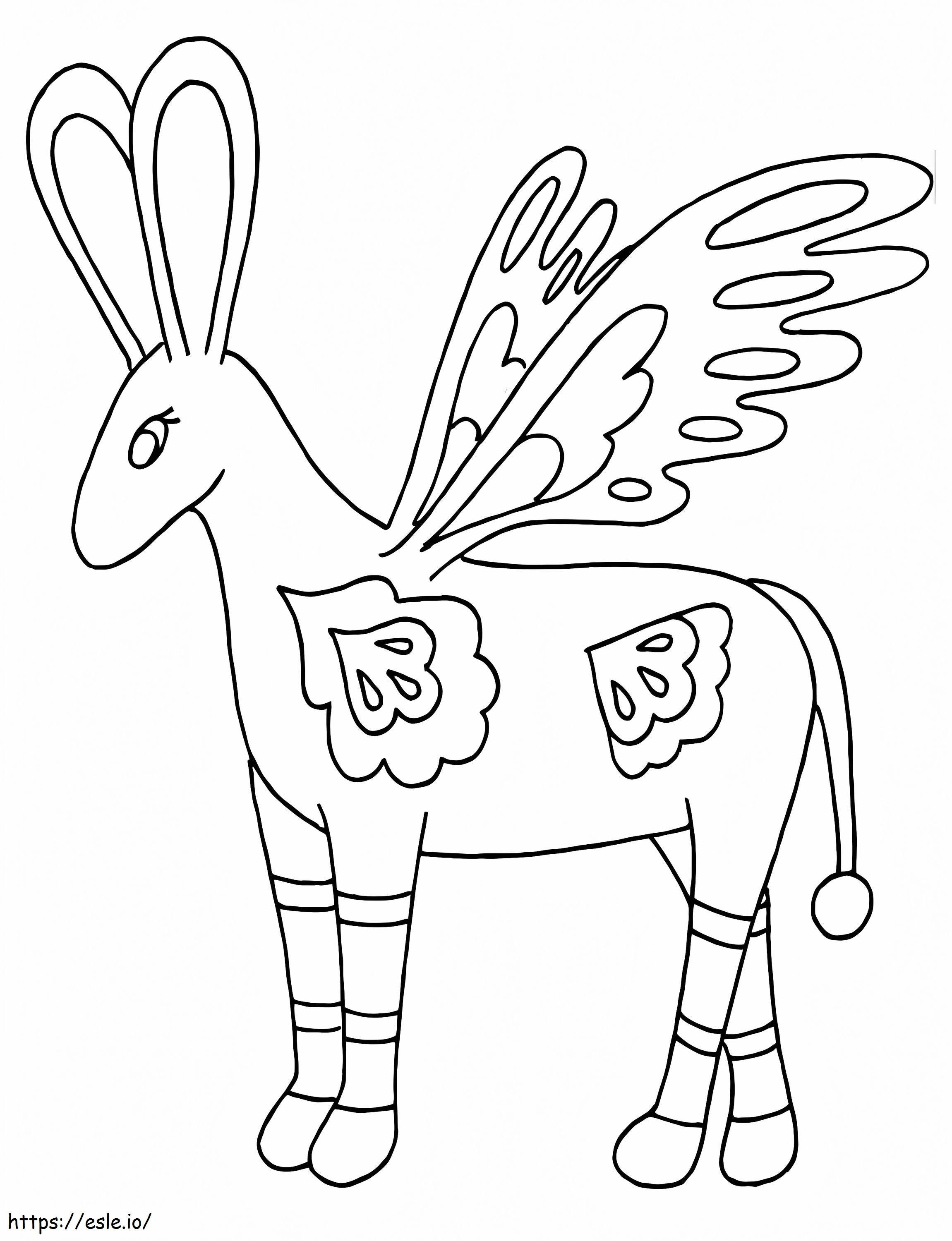 Winged Donkey Alebrije coloring page