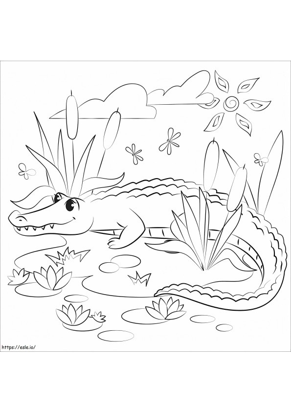 Mooie alligator kleurplaat