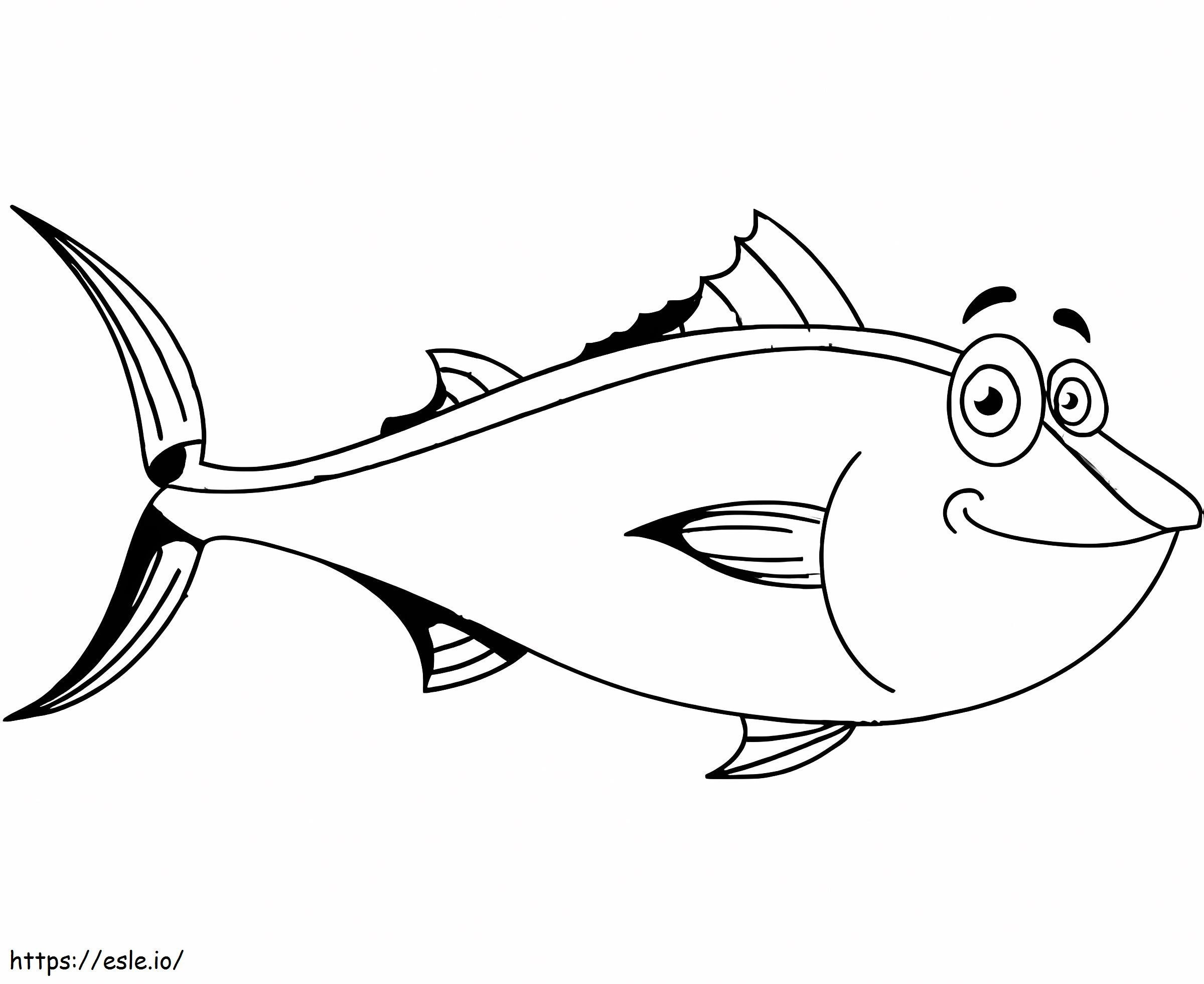 Coloriage Dessin animé, thon, poisson à imprimer dessin