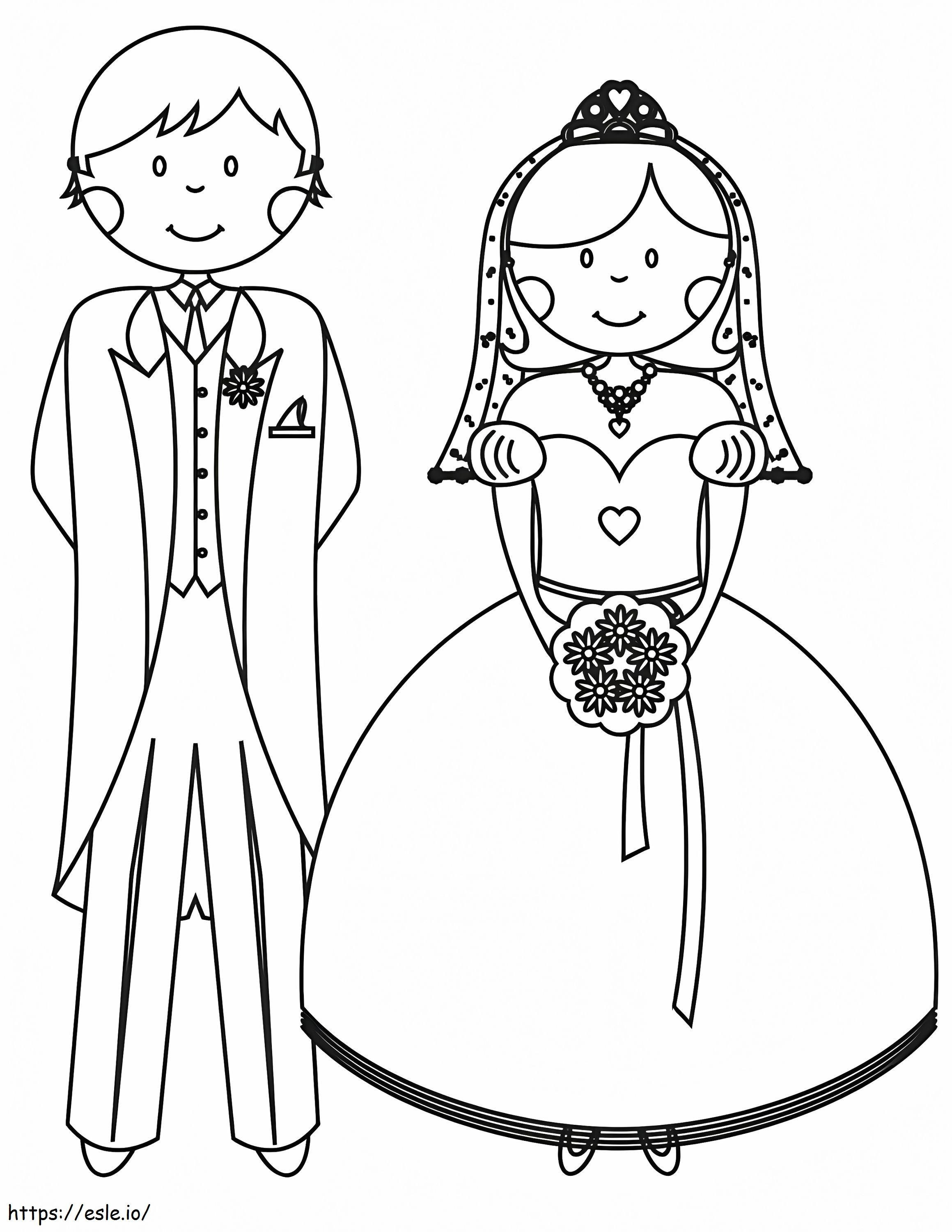 Coloriage Mariée et marié 4 à imprimer dessin