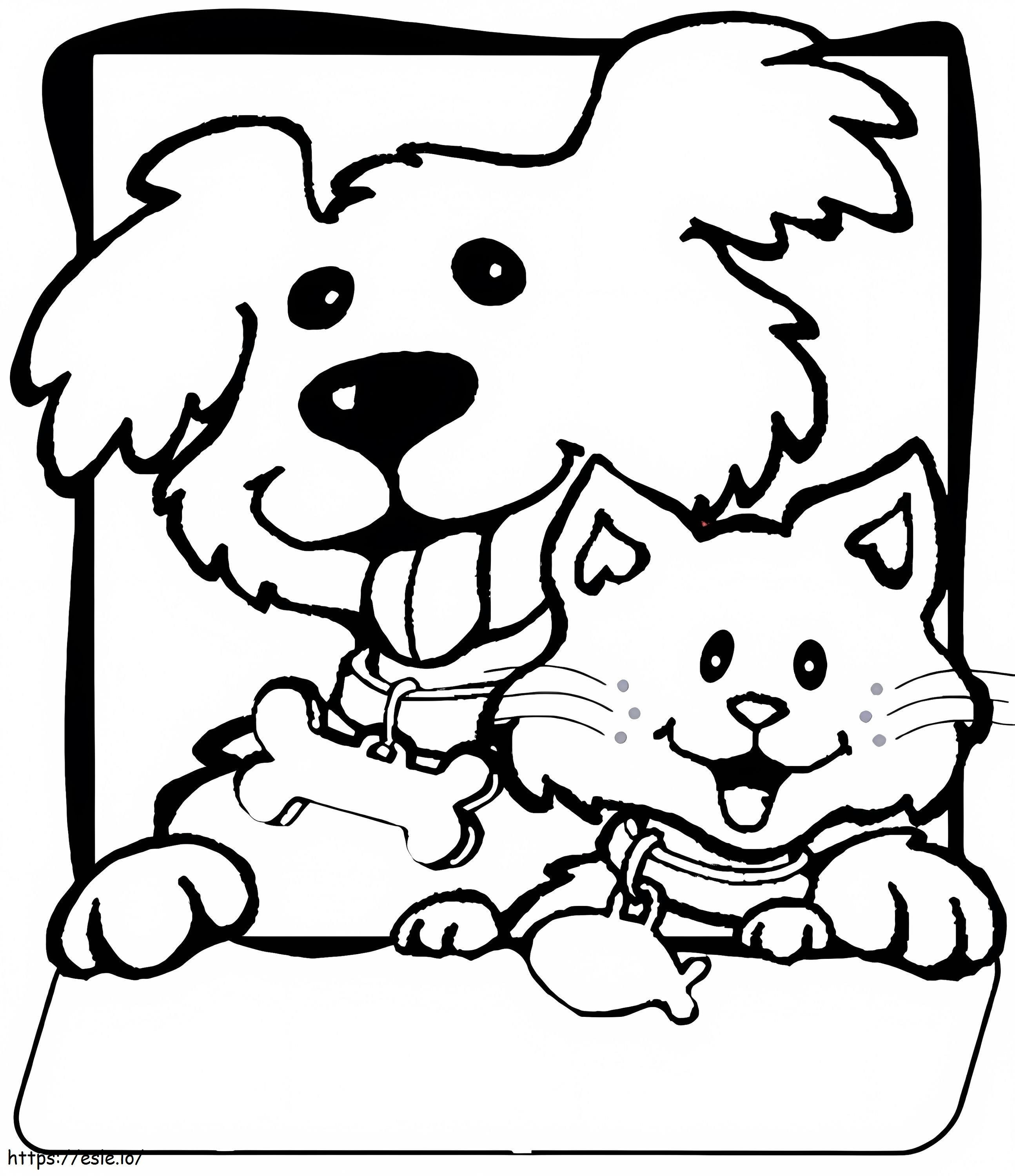 Hond en kat afdrukbaar kleurplaat kleurplaat