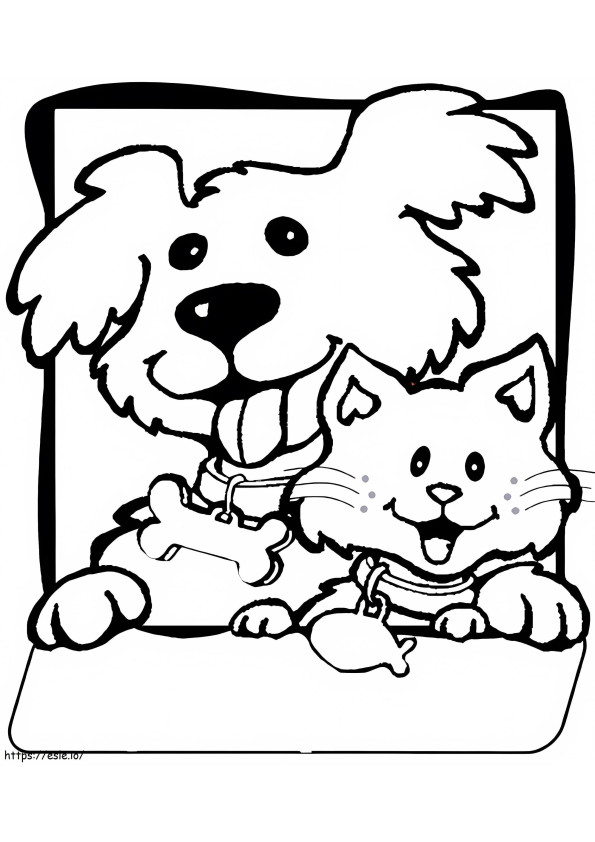 Perro y gato imprimible para colorear