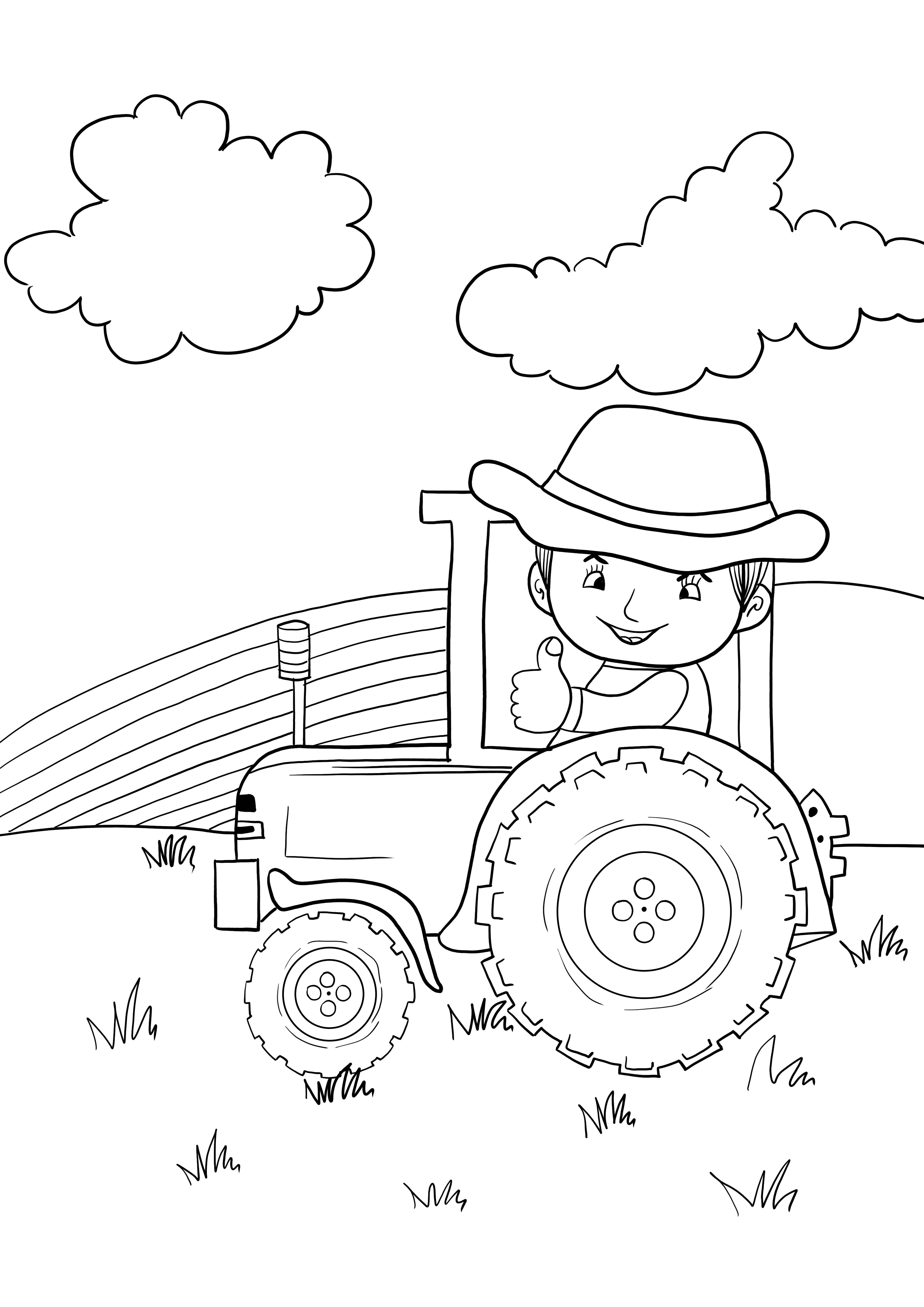 imagen de tractor de granja para descargar e imprimir