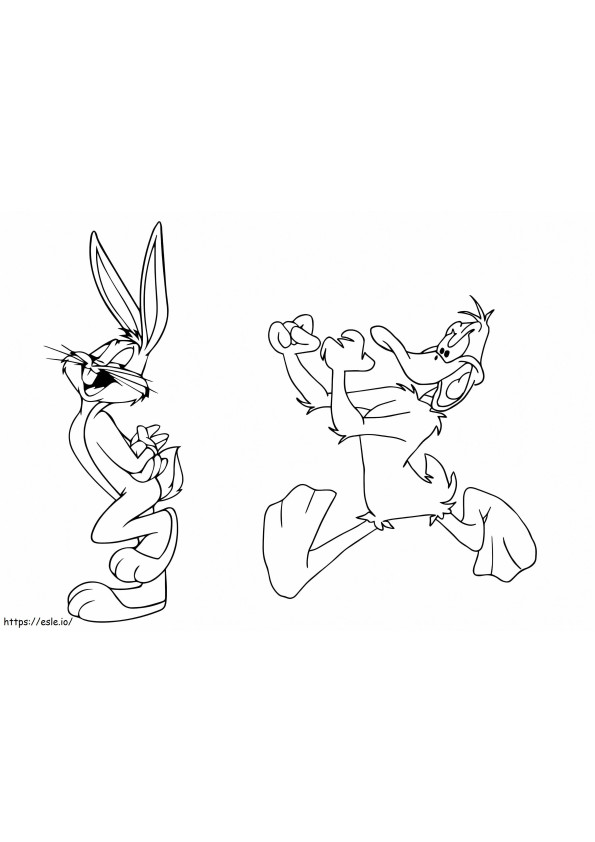 Daffy Duck Fight And Bugs Bunny Funny coloring page