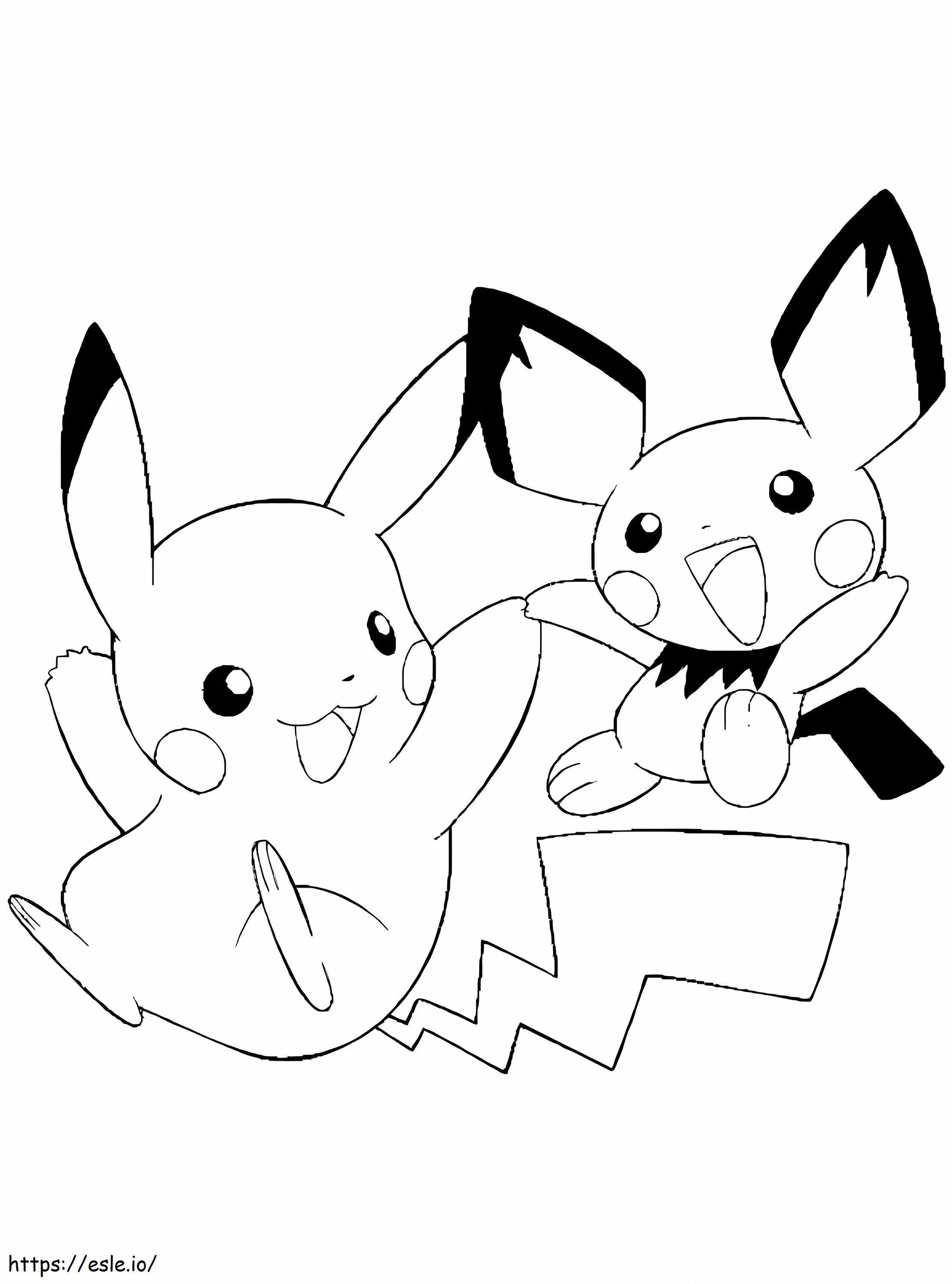 Desenhos de Pikachu e Eevee 1 para Colorir e Imprimir