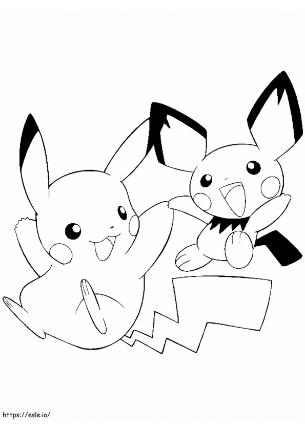 Pichu y Pikachu para colorear