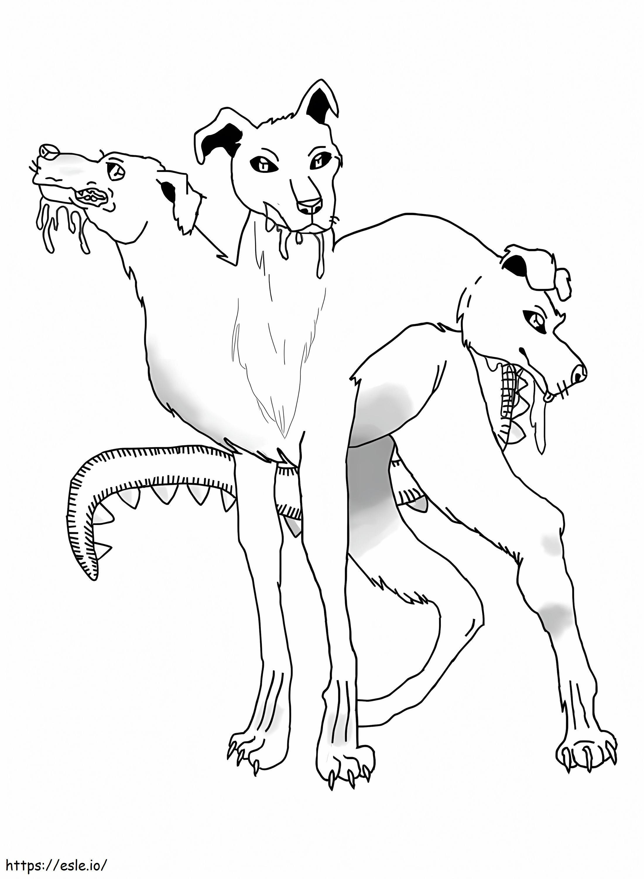 Cerberus, o cachorro de três cabeças para colorir