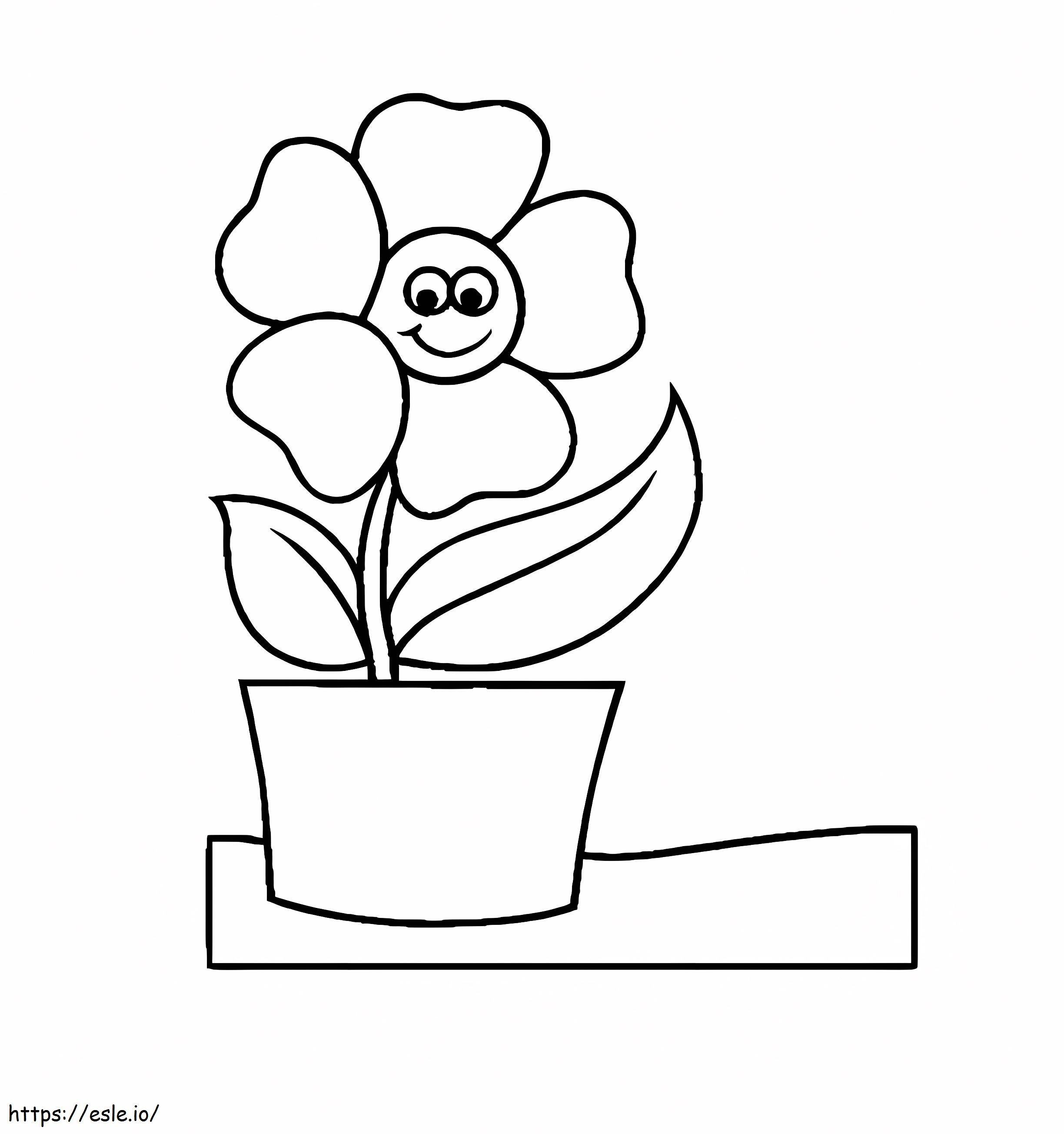 Coloriage Pot de fleur mignon à imprimer dessin