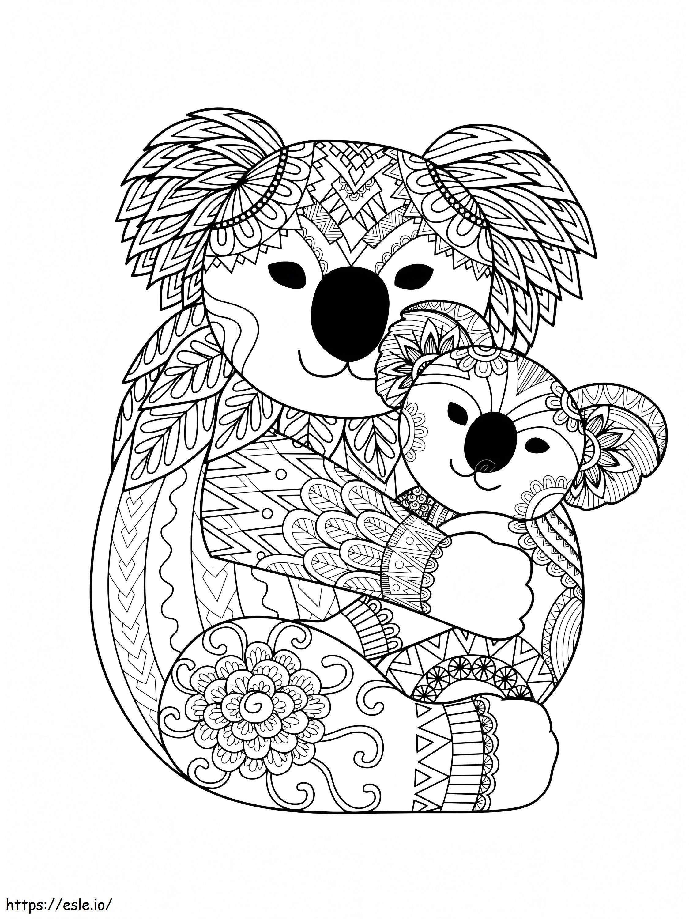 Koala Mother With Baby Koala Mandala coloring page