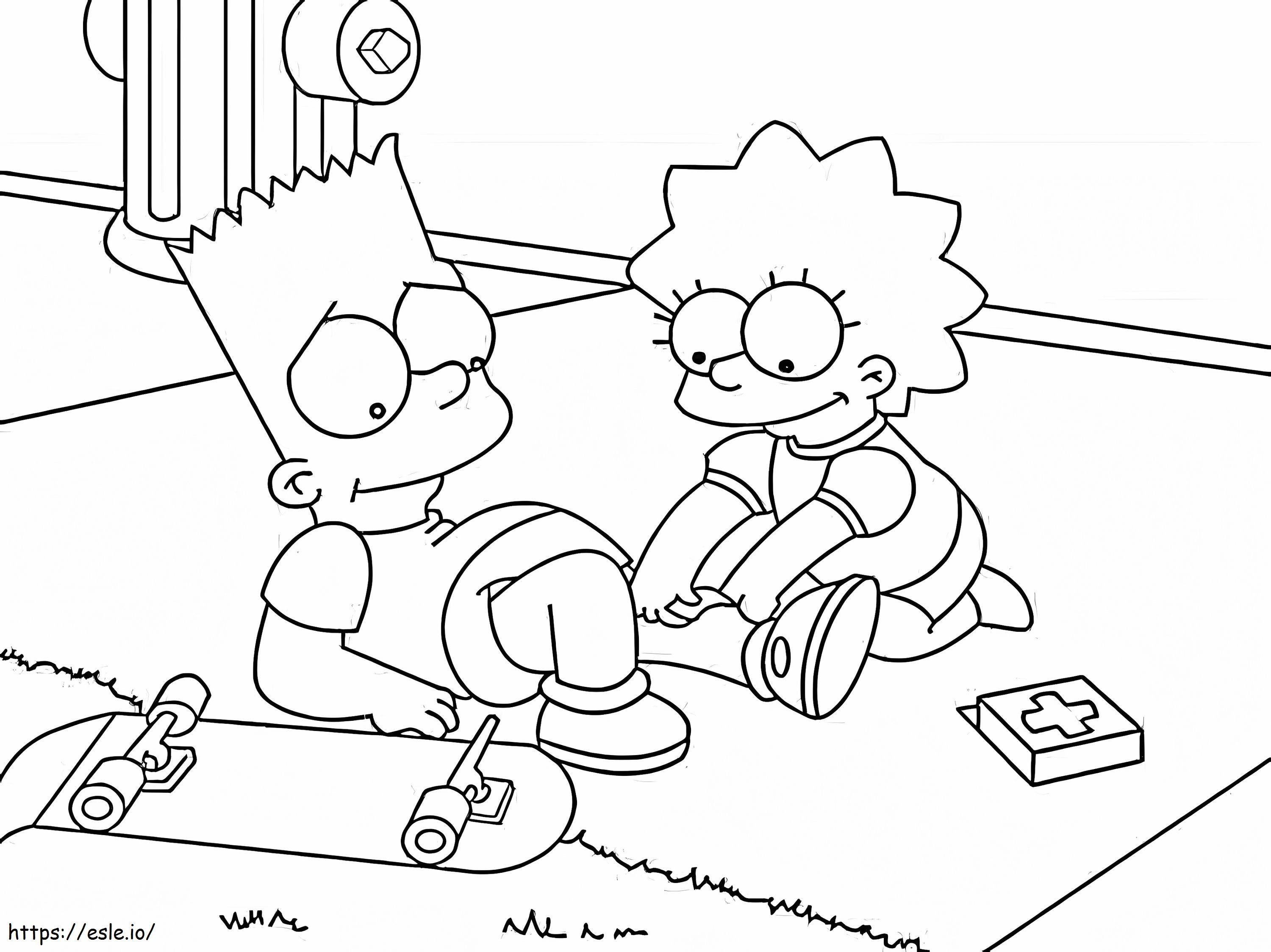 Bart și Lisa Simpson de colorat