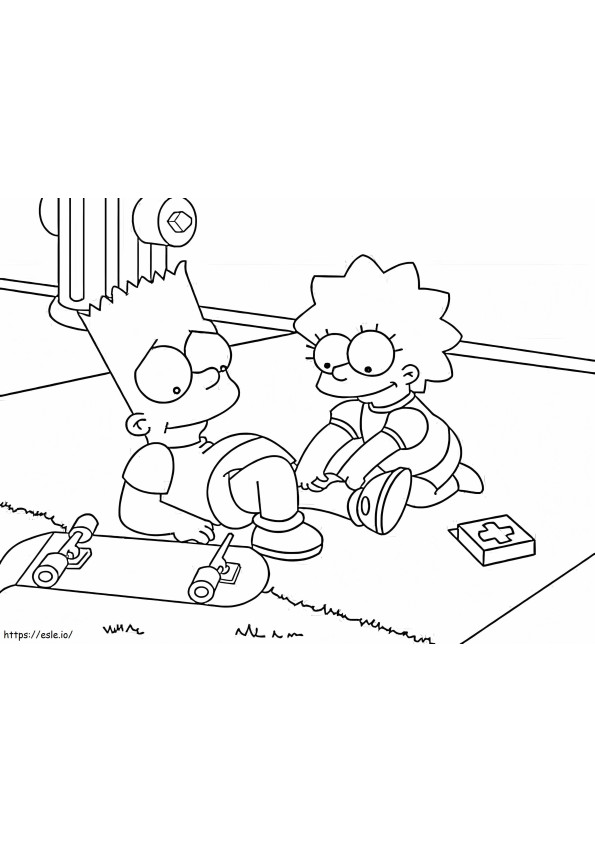 Bart en Lisa Simpson kleurplaat