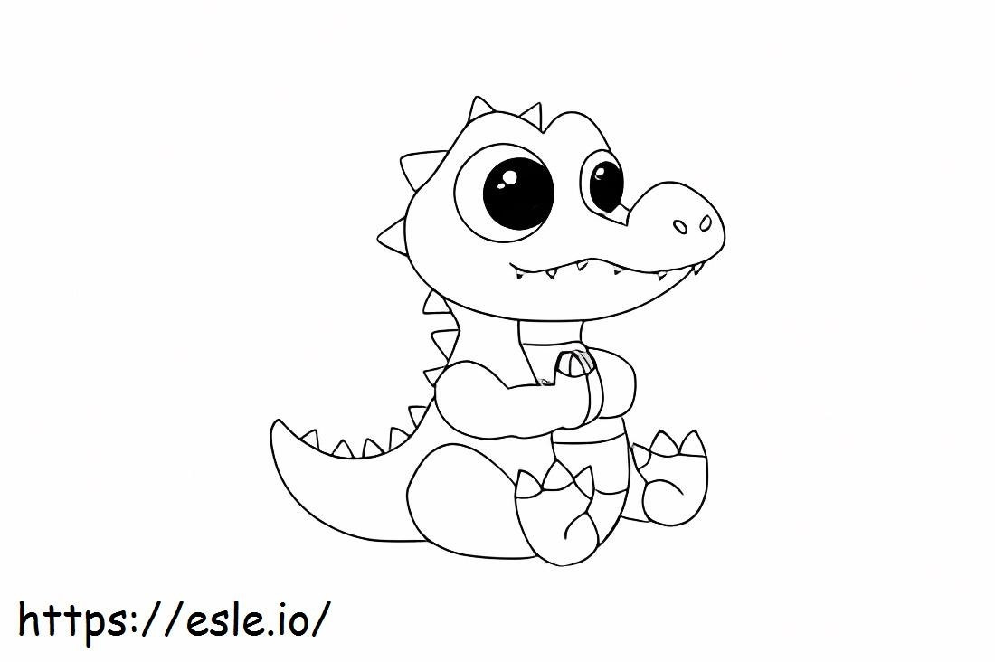 Chibi Crocodile Sitting coloring page