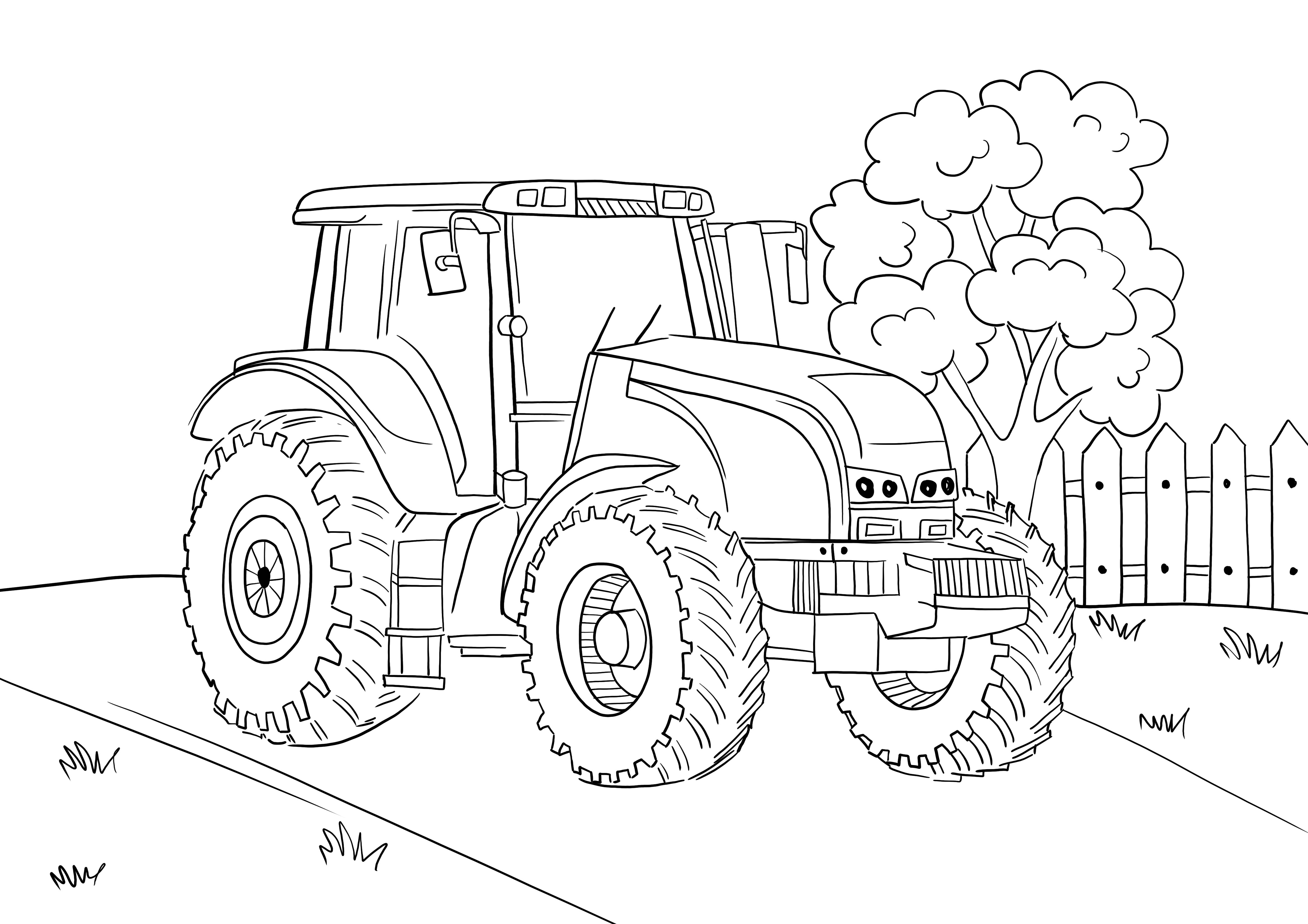 helppo pysäköity traktorin värityssivujen tulostus ilman tulosta