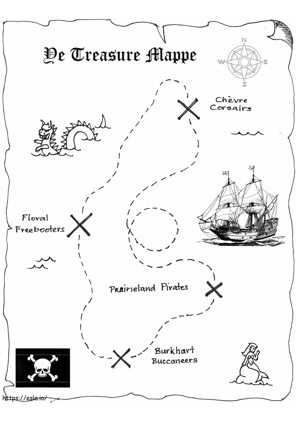 Mappa del tesoro 3 da colorare