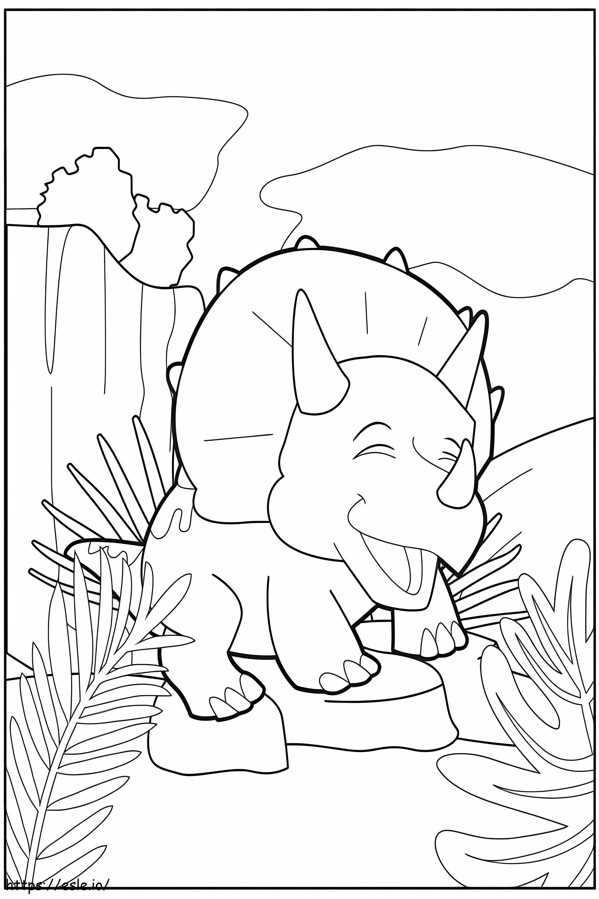 Triceratop Feliz coloring page