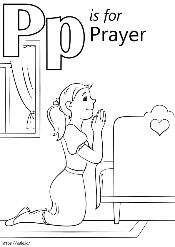 Lettera di preghiera P da colorare