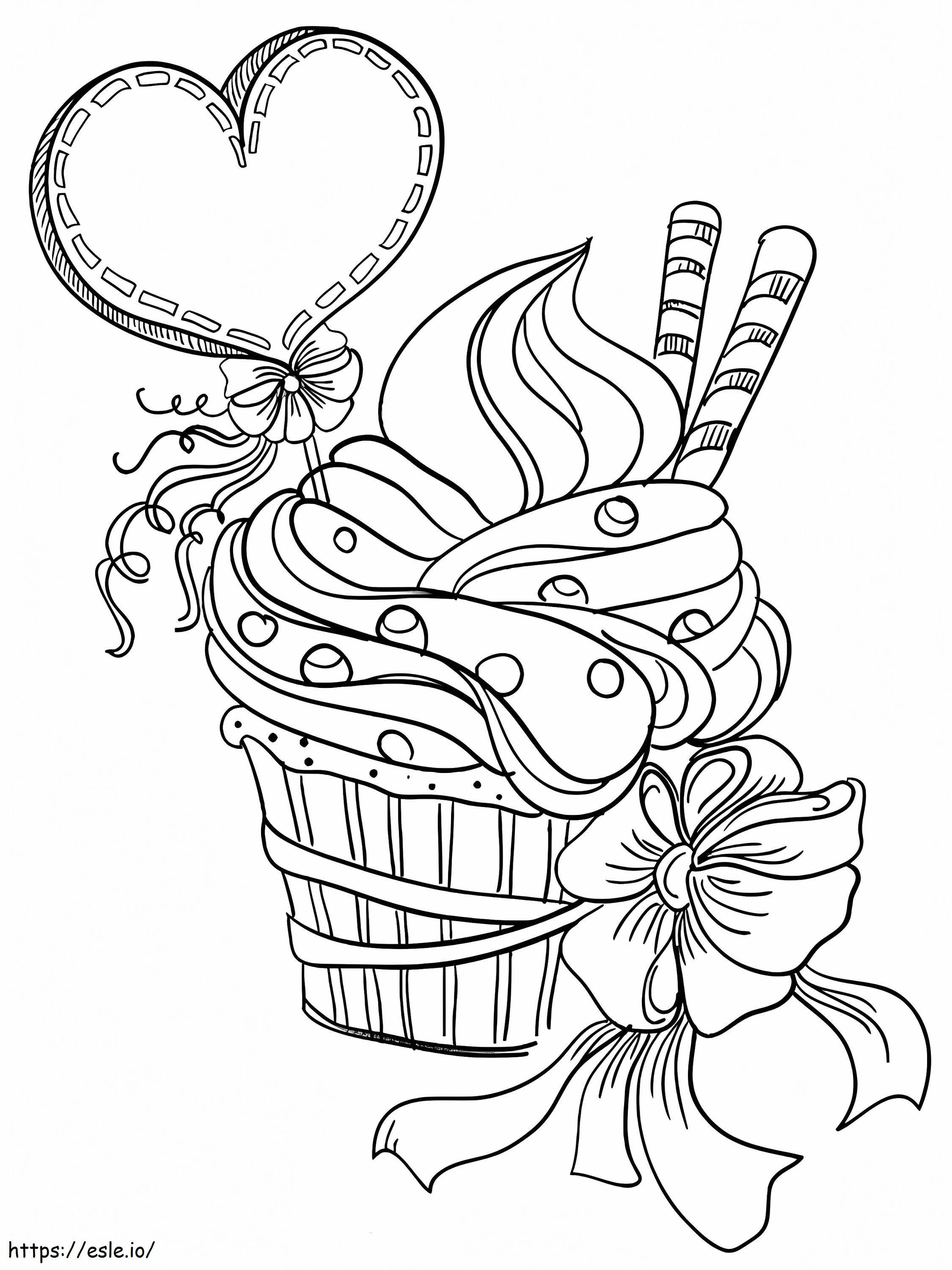 Coloriage Cupcake le jour de la Saint-Valentin à imprimer dessin