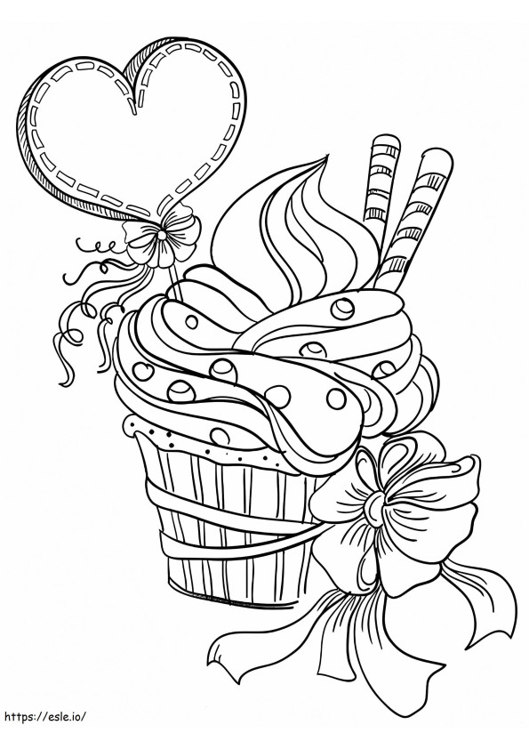 Cupcake On Valentine'S Day coloring page