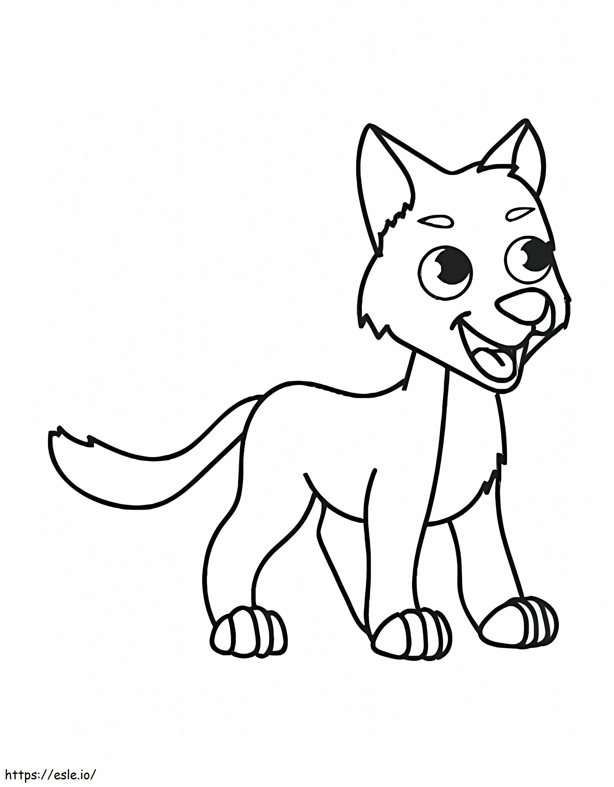 Cute And Happy Wolf Coloring Page coloring page