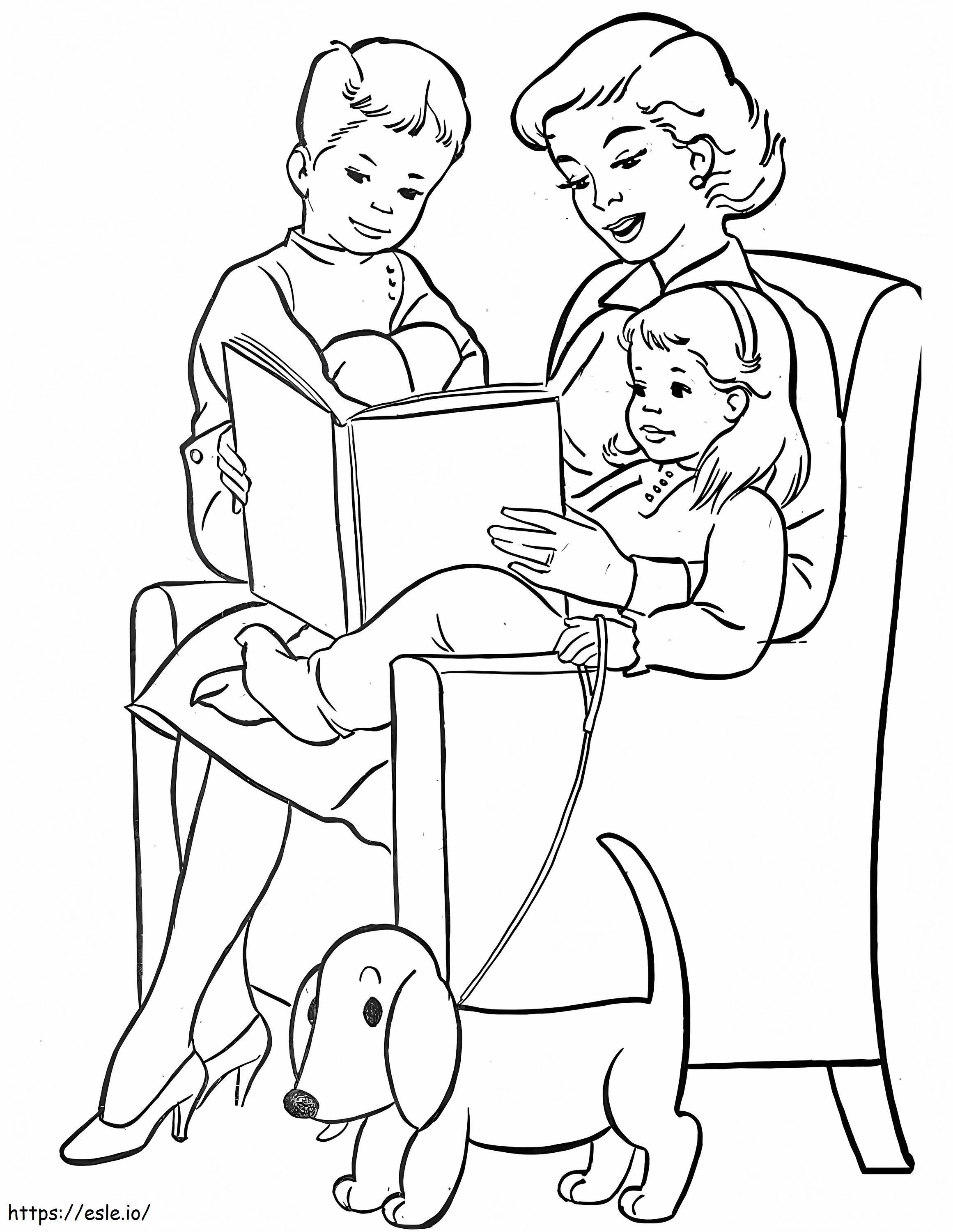 Coloriage Maman et enfants à imprimer dessin
