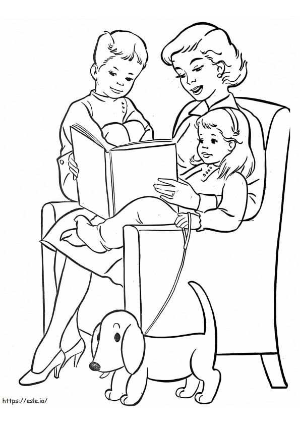 Mom And Kids coloring page