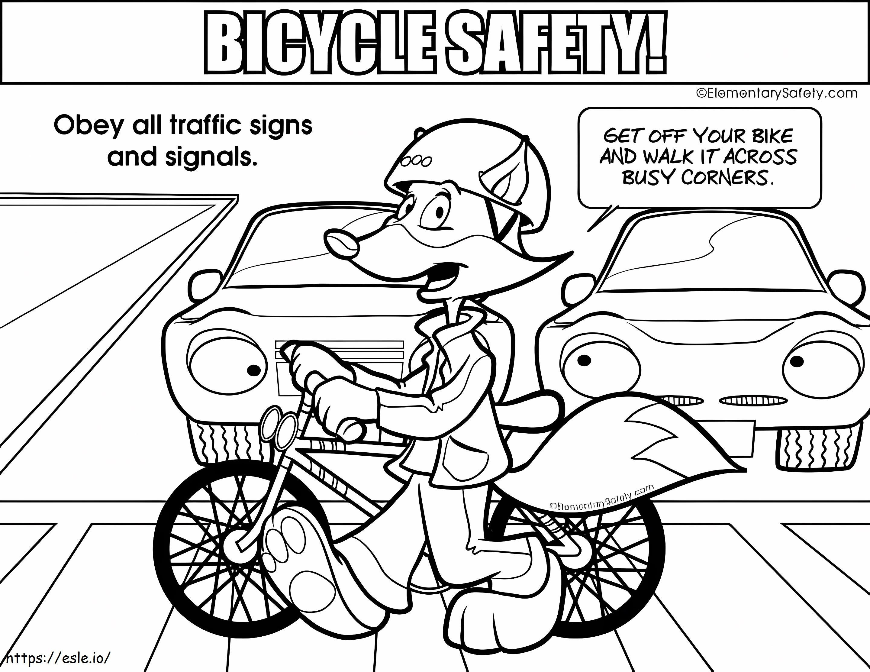 Znaki drogowe Bezpieczeństwo rowerów kolorowanka