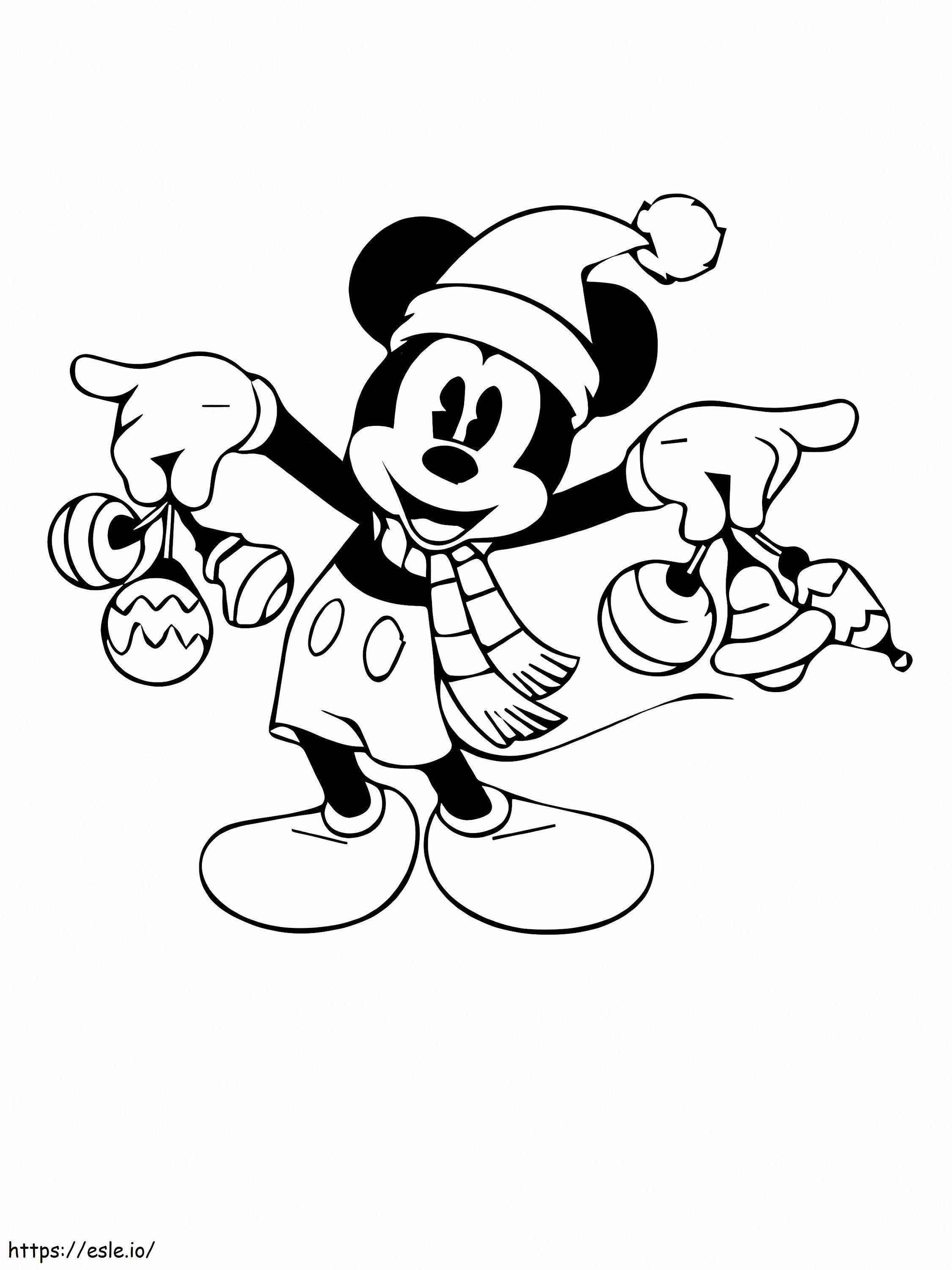Página para colorir de Mickey Mouse e brinquedos de Natal para colorir