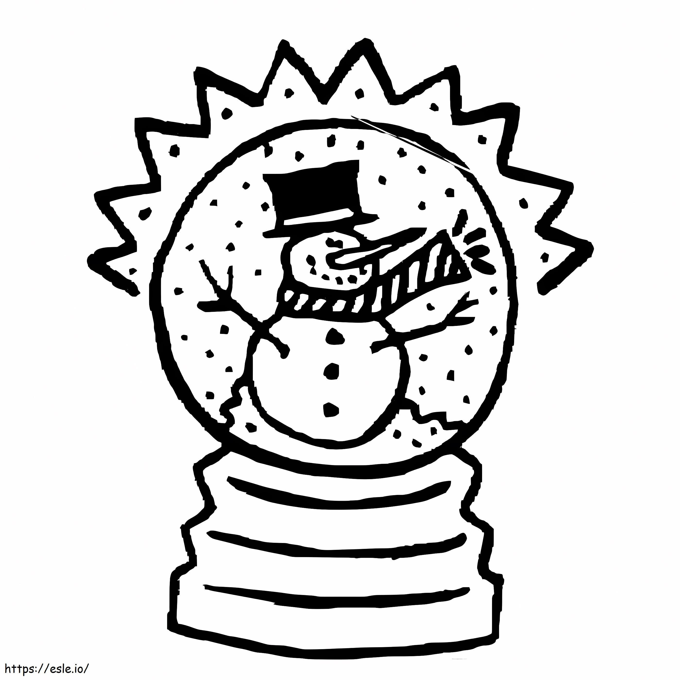 Sneeuwman in sneeuwbol afdrukken kleurplaat kleurplaat