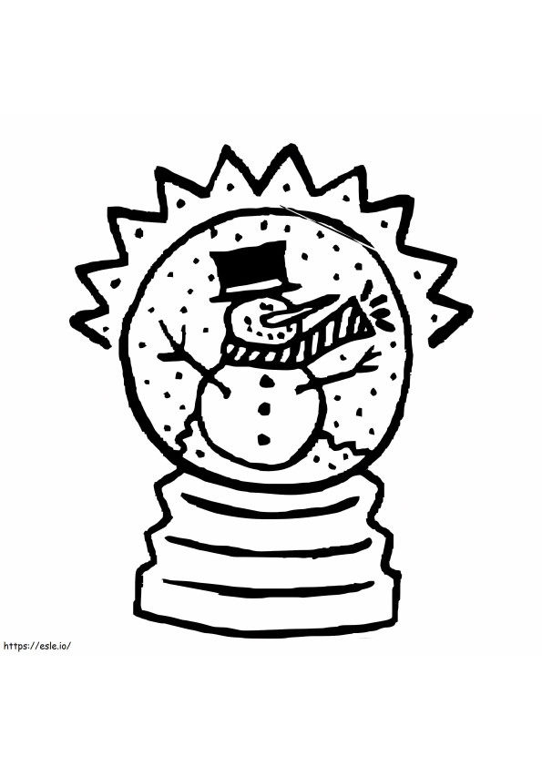 スノードームの雪だるまを印刷 ぬりえ - 塗り絵