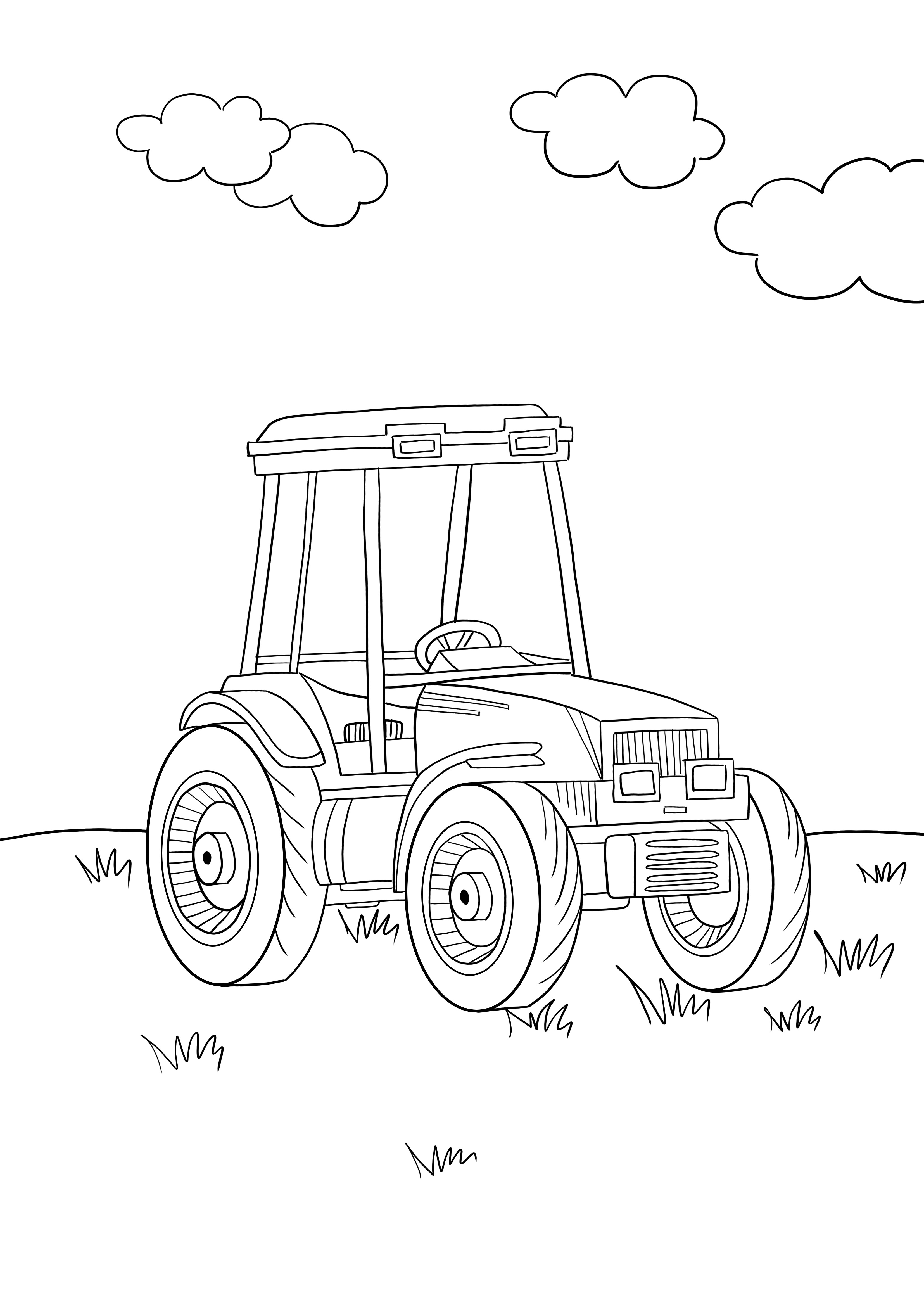 tractor en el campo para colorear-descargar-imprimir gratis