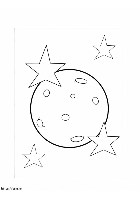 Luna Llena Con Cuatro Estrellas para colorear