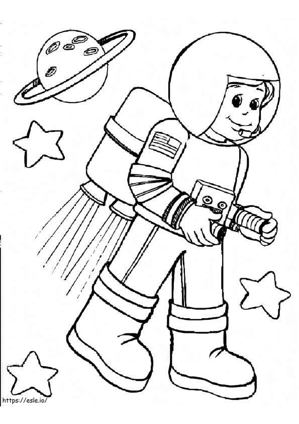Lachende astronaut kleurplaat