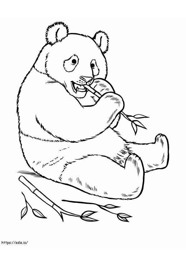 Coloriage Panda mangeant du bambou à imprimer dessin
