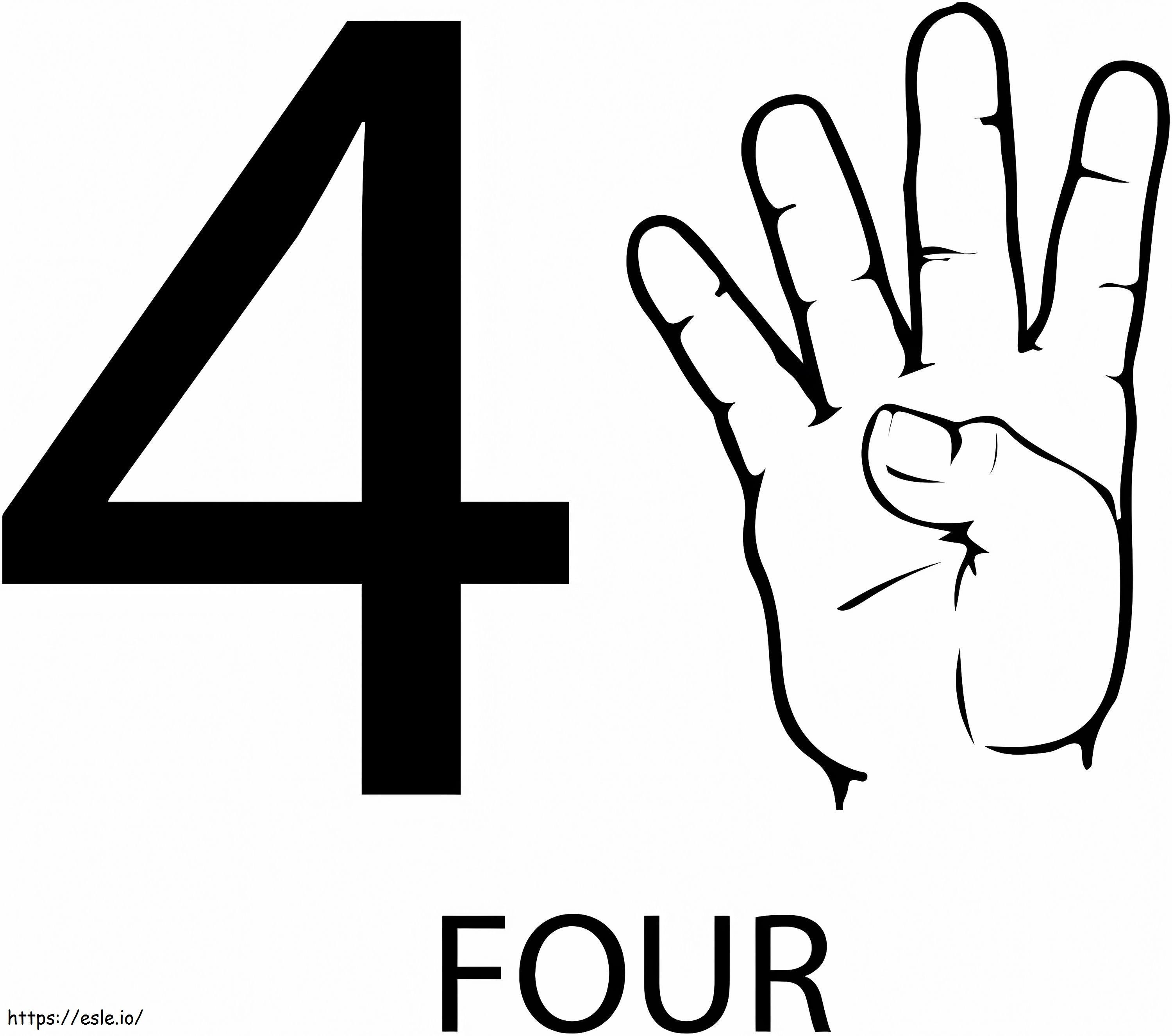 Sign Number 4 coloring page