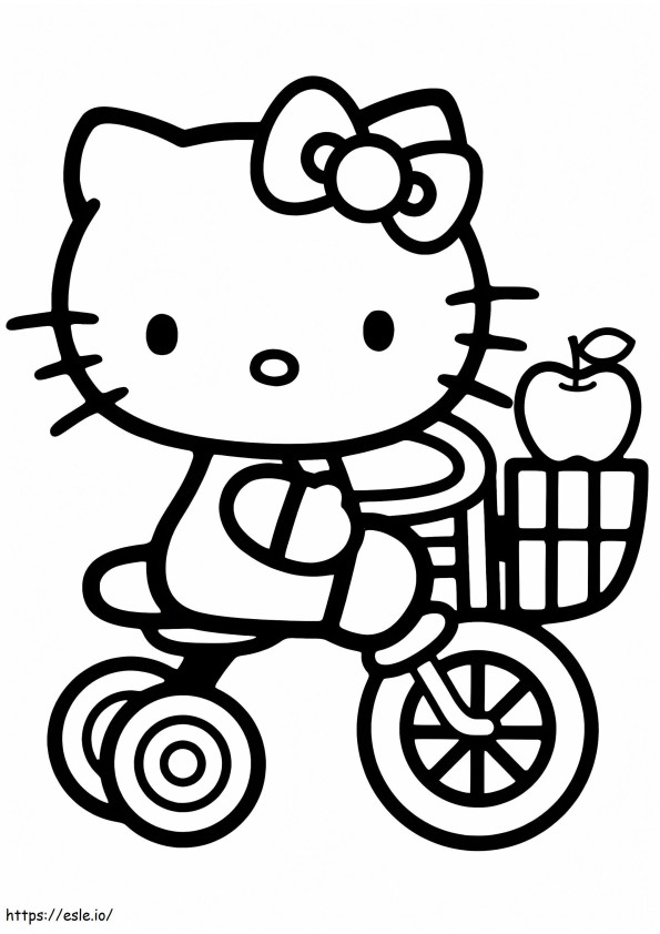 Olá Kitty Sur Triciclo para colorir