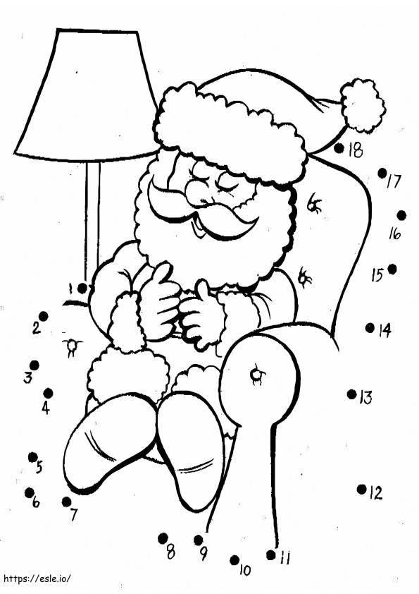 Papai Noel dormindo ponto a ponto para colorir