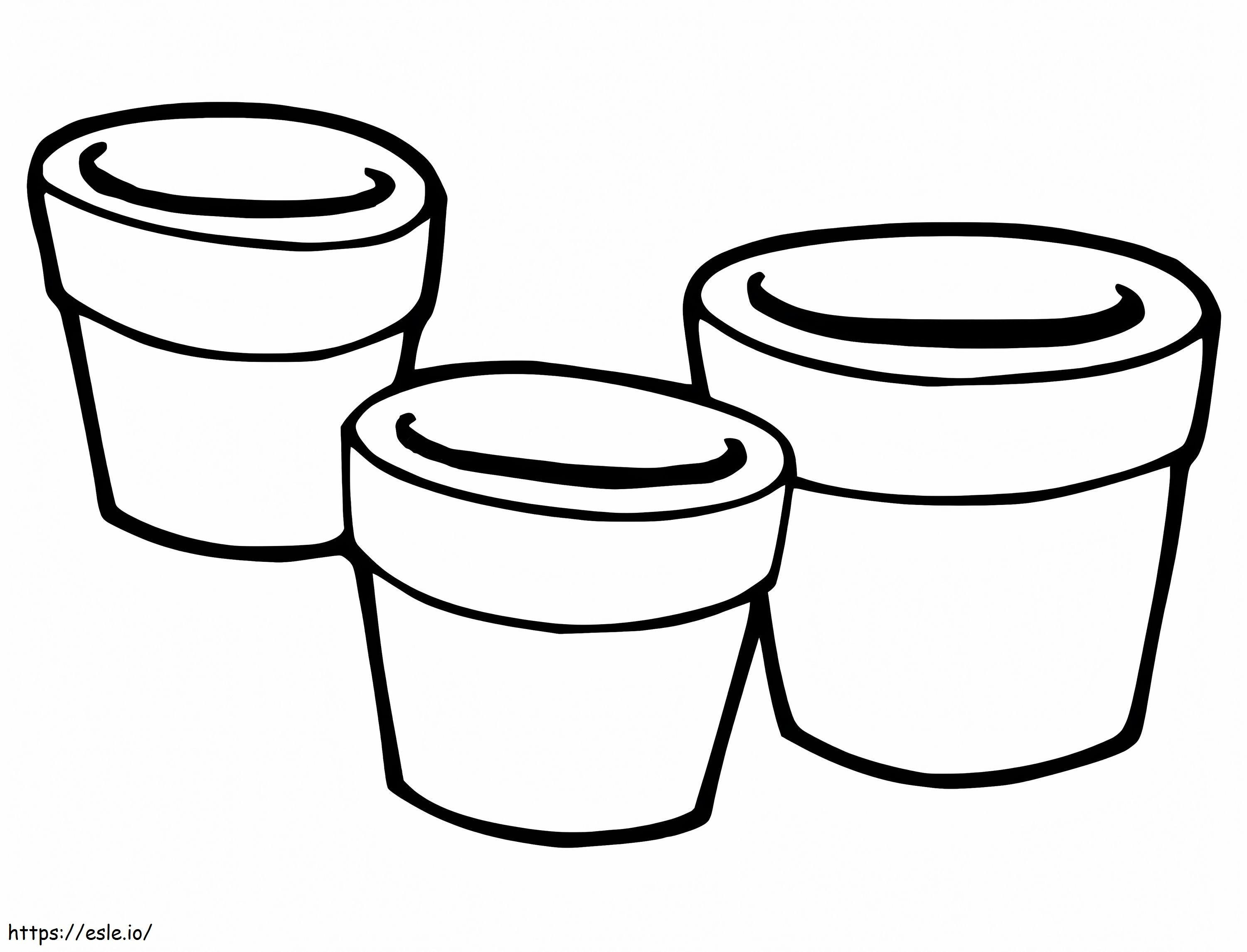 Three Flower Pots coloring page