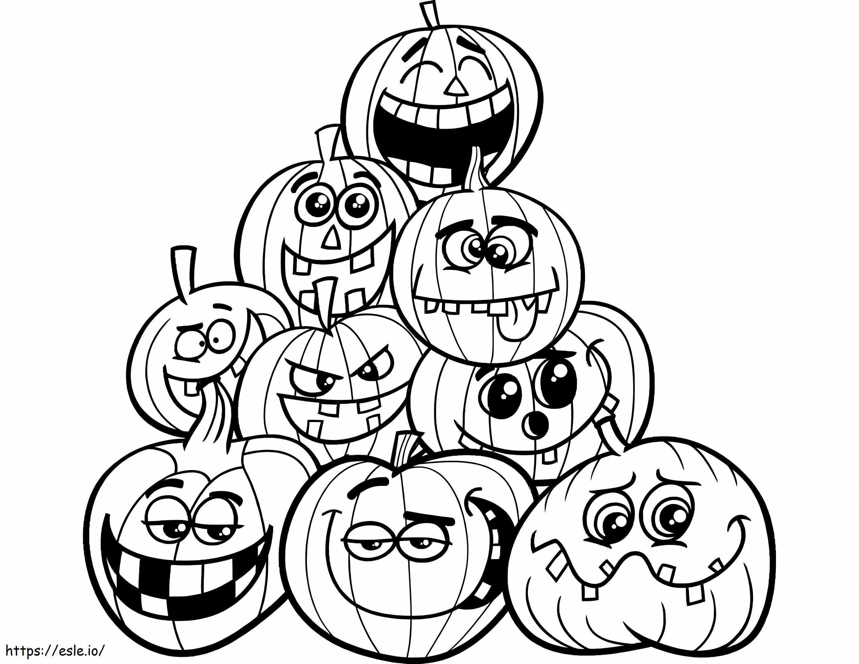 Cartoon Pumpkins coloring page