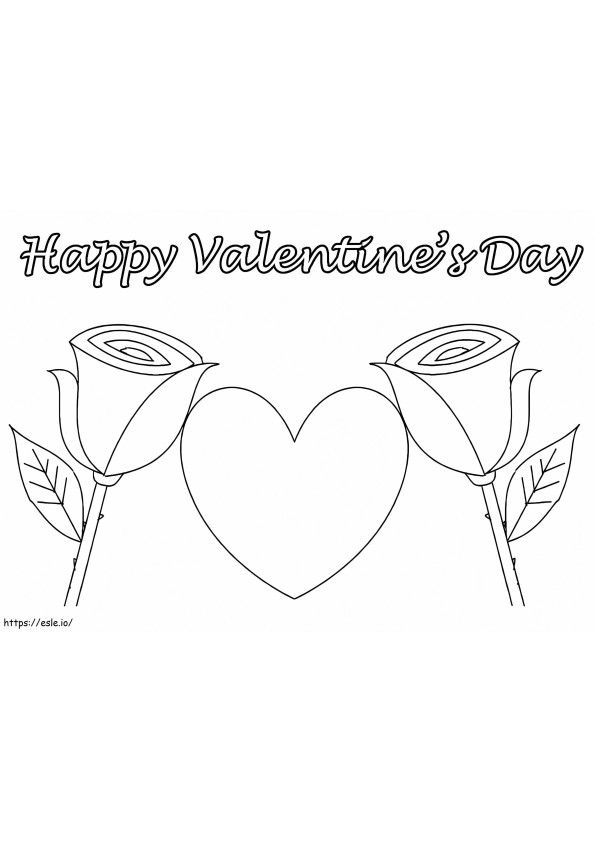 Valentine Heart And Roses coloring page