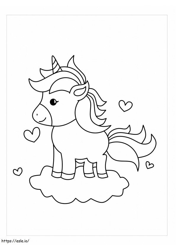 Little Unicorn In The Cloud coloring page