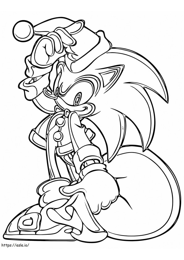 Christmas Sonic coloring page