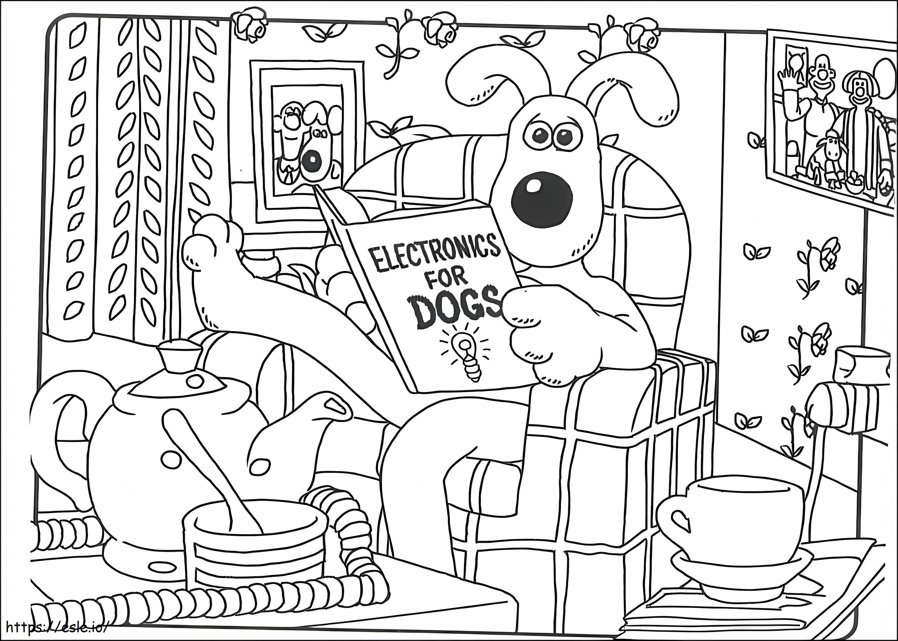 Gromit Reading Book coloring page