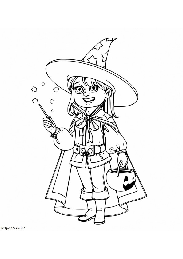 Cute Magician Costume coloring page