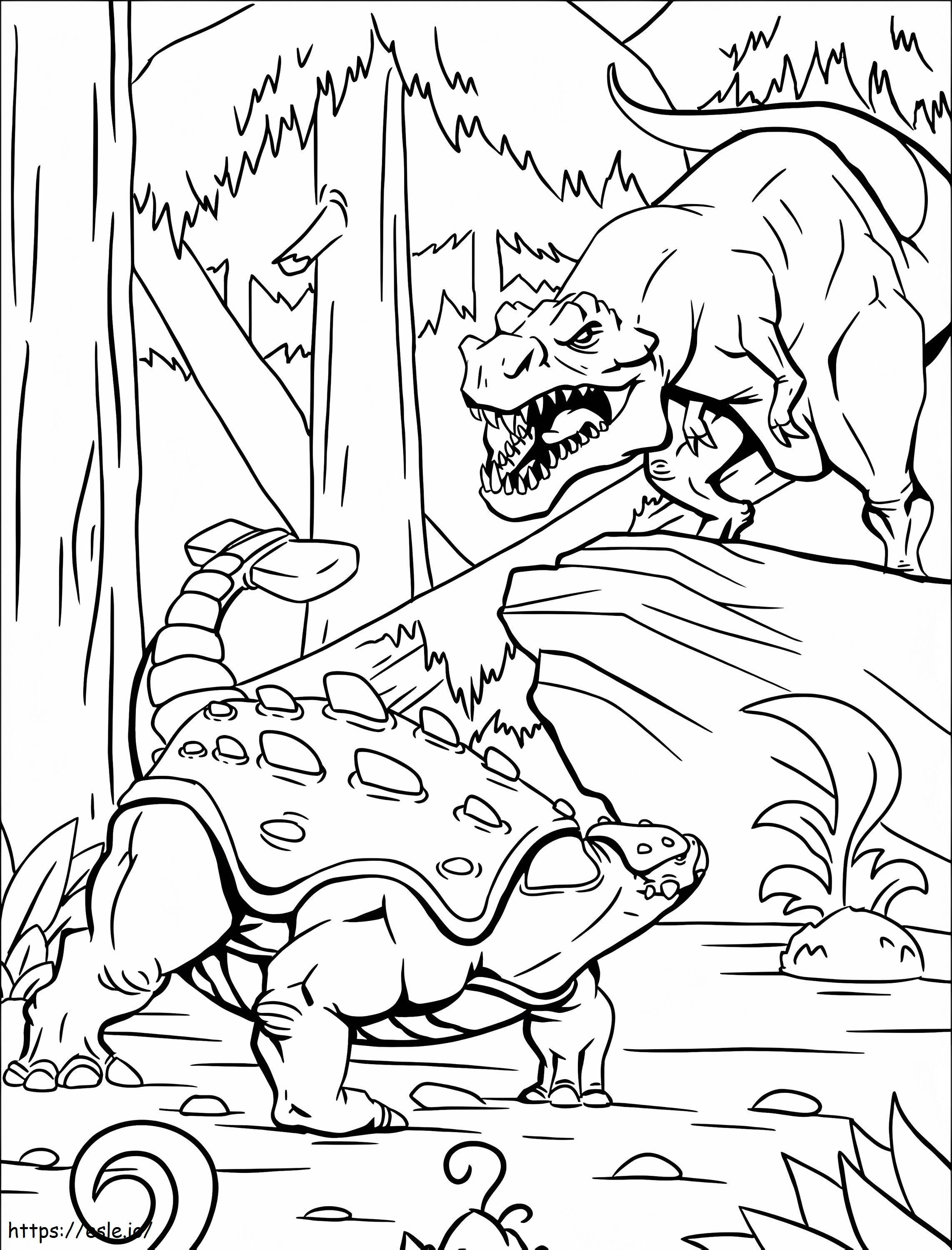 Anquilossauro Vs T Rex para colorir