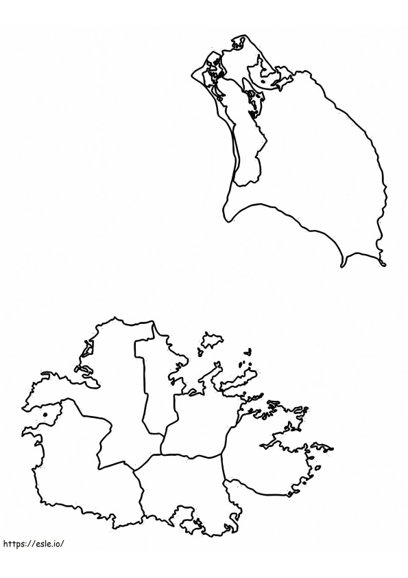 Mapa Antigui I Barbudy kolorowanka