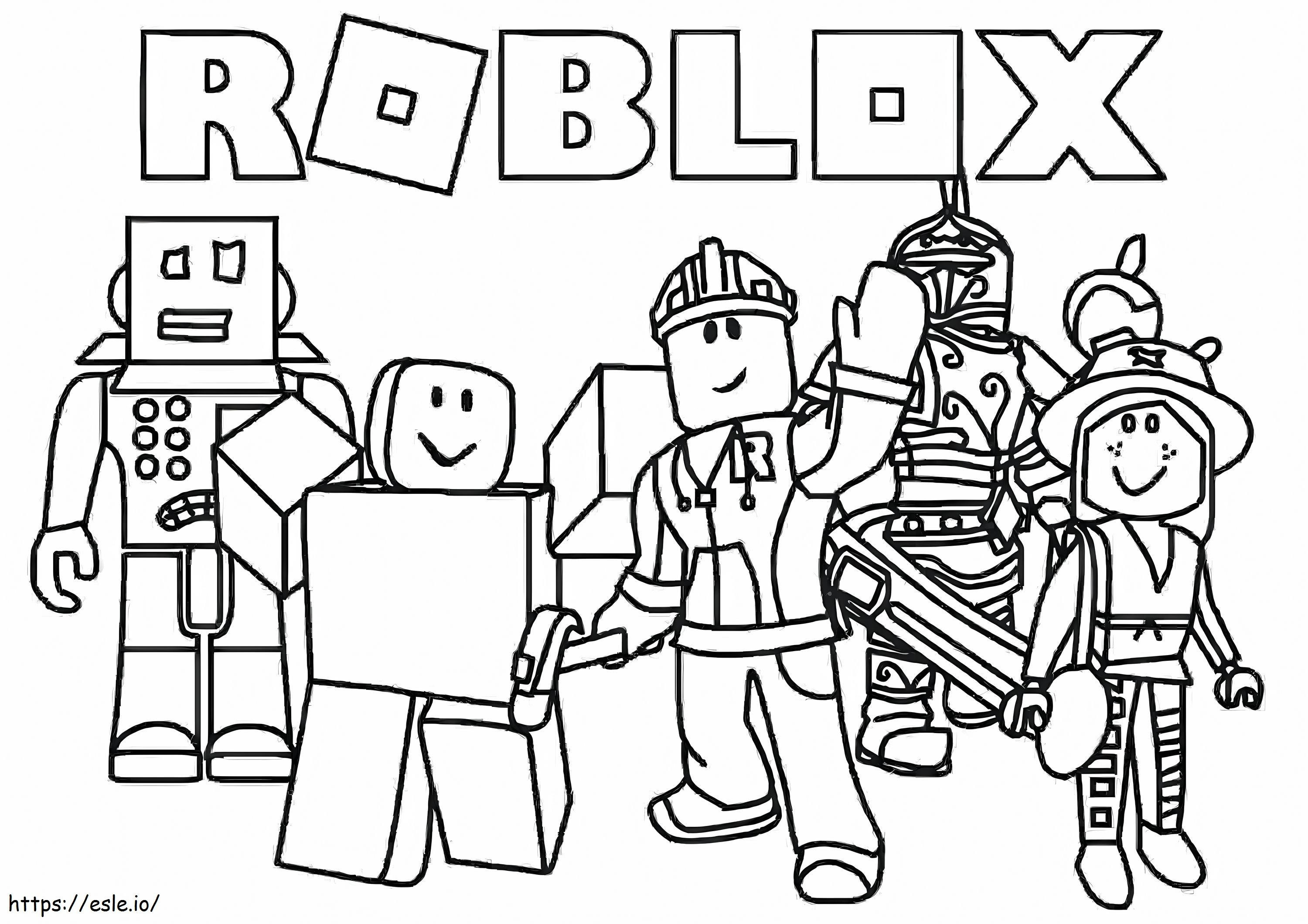 Vijf Roblox-personages kleurplaat kleurplaat